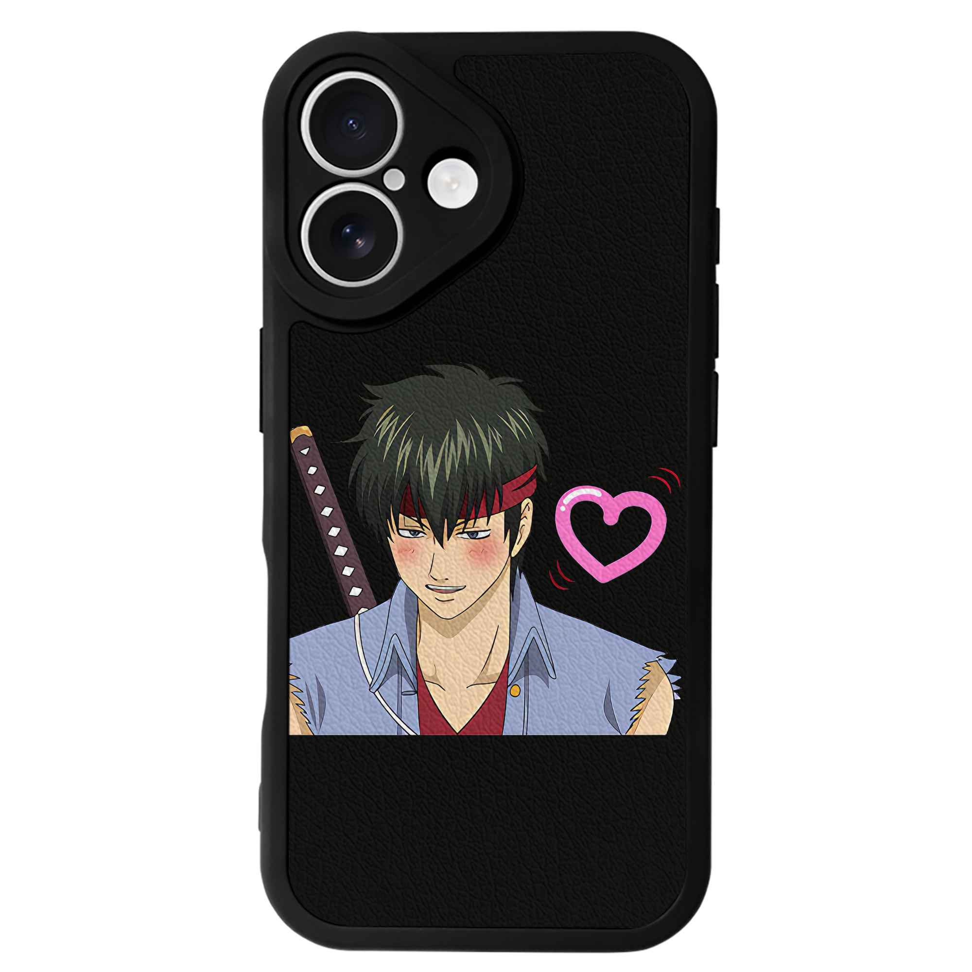 （画像用） ぎんたま 坂田銀時（さかたぎんとき） 神楽 志村新八（しむら しんぱち） GINTAMA Sakata Gintoki Kagura Shimura Shinpachi 【iPhone 16シリーズ対応】シリコンスマホケース（レザー調） 材質：シリコン